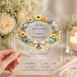 Wildflower Minimal Garden Romantic Wedding  アクリル招待状