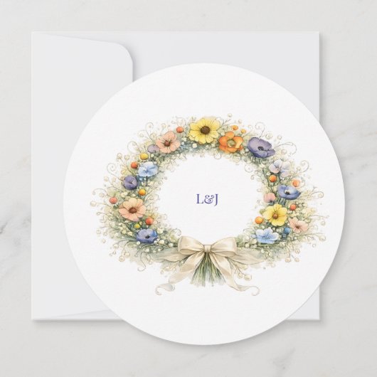 Wildflower Minimal Garden Romantic Wedding  招待状 (裏面)