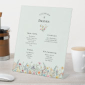 Wildflower Mint Greenシンプルのドリンク結婚メニュー 台座サイン (インサイチュ)