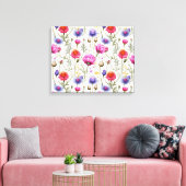 Wildflower Mix Premium Wrapped Canvas キャンバスプリント (インサイチュ (リビング))
