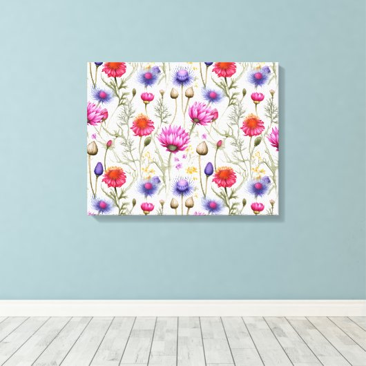 Wildflower Mix Premium Wrapped Canvas キャンバスプリント (インサイチュ (ウッドフロア))
