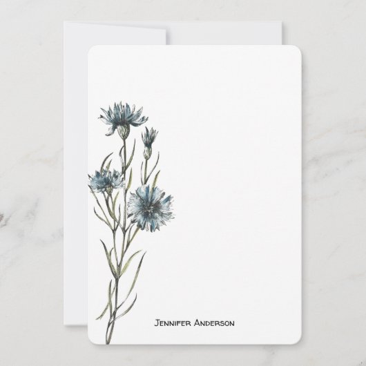 Wildflower Modern Botanical Greenery オリジナルデザイン ノートカード (正面)