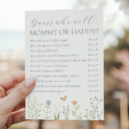 Wildflower Mommy or Daddy ベビーシャワーゲーム アドバイスカード