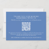 Wildflower monogram blue wedding photo QR Code サンキューカード (裏面)
