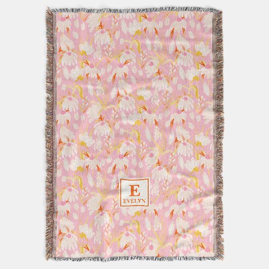 Wildflower Monogram Name Throw Blanket スローブランケット