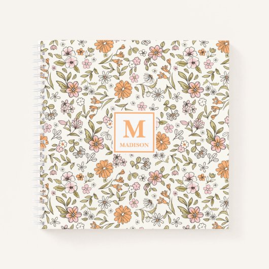 Wildflower Monogram Notebook Journal ノートブック (正面)