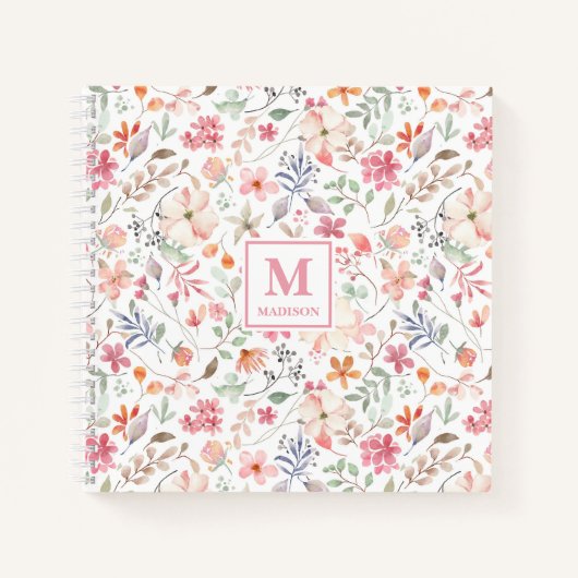 Wildflower Monogram Notebook Journal ノートブック (正面)