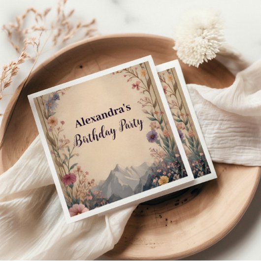Wildflower Mountain Birthday スタンダードカクテルナプキン