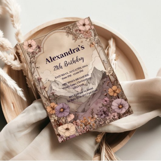 Wildflower Mountain Birthday Elegance 招待状