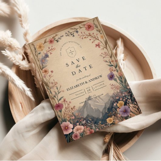 Wildflower Mountain Botanical Wedding セーブザデート