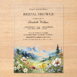 Wildflower Mountain Meadow Bridal Shower アクリル招待状