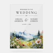 Wildflower Mountain Meadow Wedding Welcome アクリルサイン (正面)