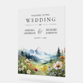 Wildflower Mountain Meadow Wedding Welcome アクリルサイン (傾斜)