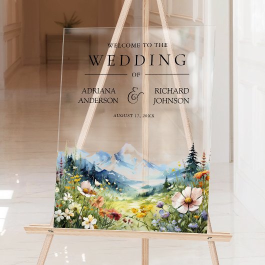 Wildflower Mountain Meadow Wedding Welcome アクリルサイン