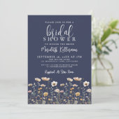 Wildflower Navy Blue Bridal Shower 招待状 (スタンド正面)