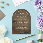 Wildflower Oak Wood Wedding アクリル招待状 (インサイチュ (ウェディング))