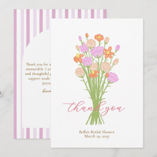 Wildflower Pastel Bridal Shower Custom Thank You  サンキューカード