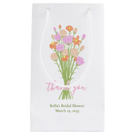 Wildflower Pastel Bridal Shower Custom Thank You  スモールペーパーバッグ