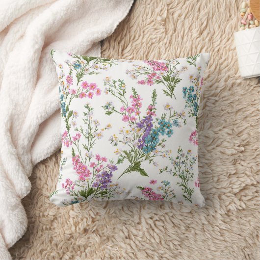 Wildflower Pastel Spring Floral Pattern クッション (ブランケット)
