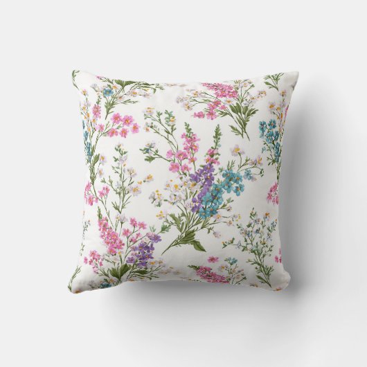 Wildflower Pastel Spring Floral Pattern クッション (裏面)