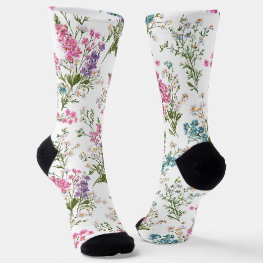 Wildflower Pastel Spring Floral Pattern ソックス (傾斜あり)