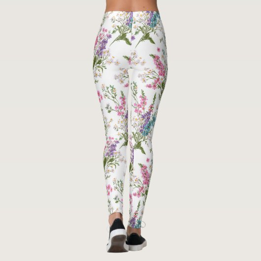 Wildflower Pastel Spring Floral Pattern レギンス (裏面)