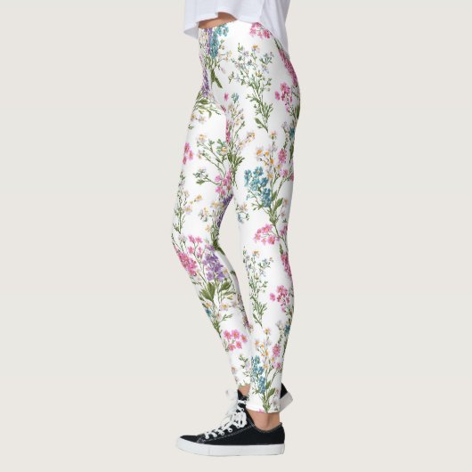 Wildflower Pastel Spring Floral Pattern  レギンス (左)