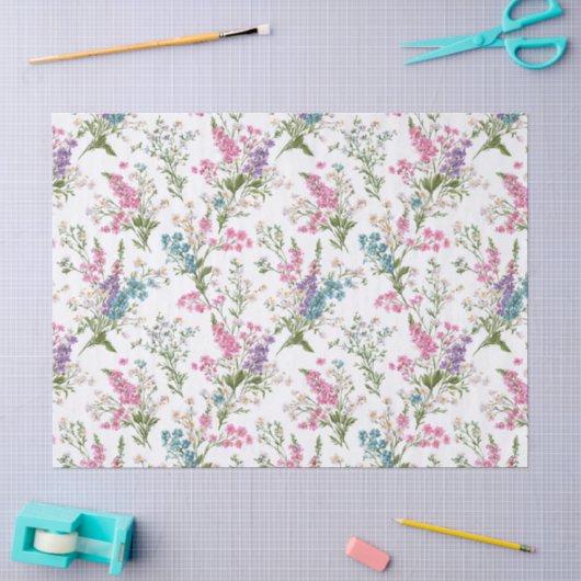 Wildflower Pastel Spring Floral Pattern 薄葉紙 (クラフト)