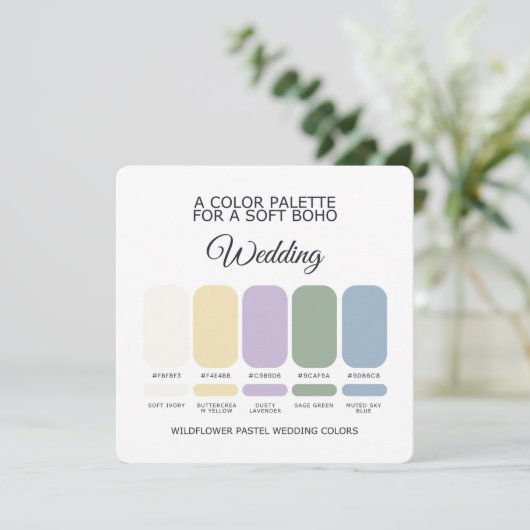 Wildflower Pastel Wedding Color Palette Card 招待状 (スタンド正面)