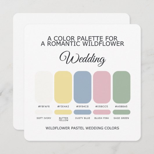 Wildflower Pastel Wedding Color Palette Card 招待状 (正面/裏面)