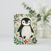 Wildflower Penguin Lovers Illustration             ポストカード (スタンド正面)