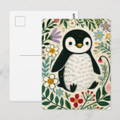 Wildflower Penguin Lovers Illustration             ポストカード (正面/裏面)