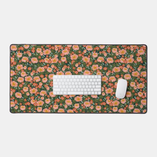 Wildflower peony floral botanical desk mat デスクマット (キーボード&マウス)