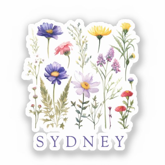  Wildflower Personalized Name シール (正面)