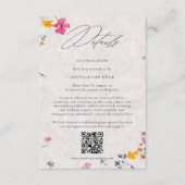 Wildflower Petal Elegant QR Code Wedding Details エンクロージャーカード (正面)