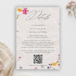 Wildflower Petal Elegant QR Code Wedding Details エンクロージャーカード