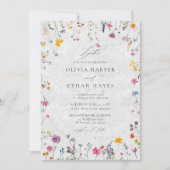Wildflower Petal Ivory Watercolor Elegant Wedding 招待状 (正面)