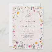 Wildflower Petal Kiss Watercolor Elegant Wedding 招待状 (正面)