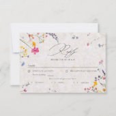 Wildflower Petal Watercolor Elegant Wedding Meal 出欠カード (正面)