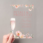 Wildflower Petals & Prosecco Blush ブライダルシャワー アクリル招待状 (インサイチュ (ポータブル))