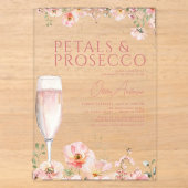 Wildflower Petals & Prosecco Blush ブライダルシャワー アクリル招待状 (正面)
