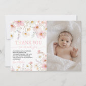 Wildflower Photo Birthday Thank You Card 招待状 (正面)