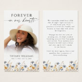 Wildflower Photo Forever In Our Hearts Prayer Card (正面&裏面)