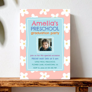 Wildflower Photo Preschool Graduation Party 招待状