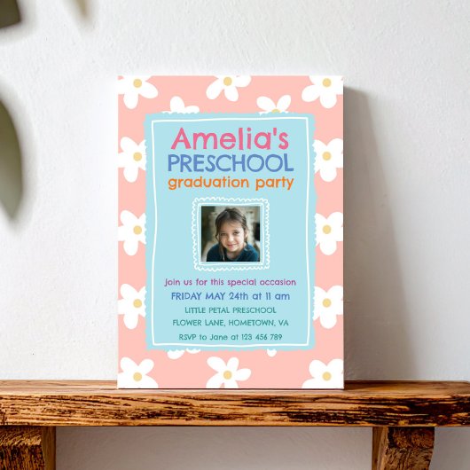 Wildflower Photo Preschool Graduation Party 招待状
