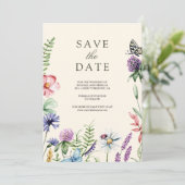 Wildflower Photo QR Code Cream Wedding セーブザデート (スタンド正面)