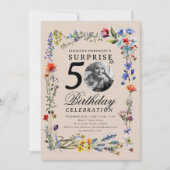 Wildflower Photo SURPRISE 50th Birthday Champagne 招待状 (正面)