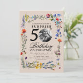 Wildflower Photo SURPRISE 50th Birthday Champagne 招待状 (スタンド正面)