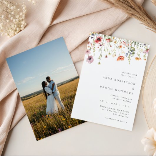 Wildflower Photo Wedding Invitation 招待状