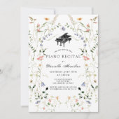 Wildflower Piano White Recital Invitation 招待状 (正面)